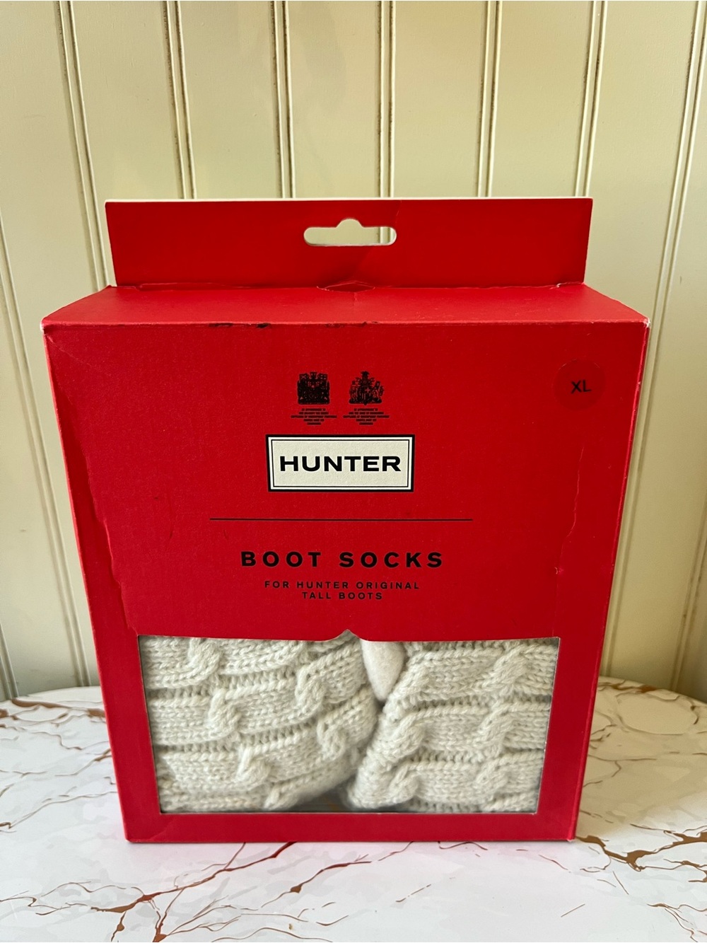 HUNTER BOOT SOCKS | CREAM CABLE KNIT | FOR HUNTER ORIGINAL TALL BOOTS | NEW